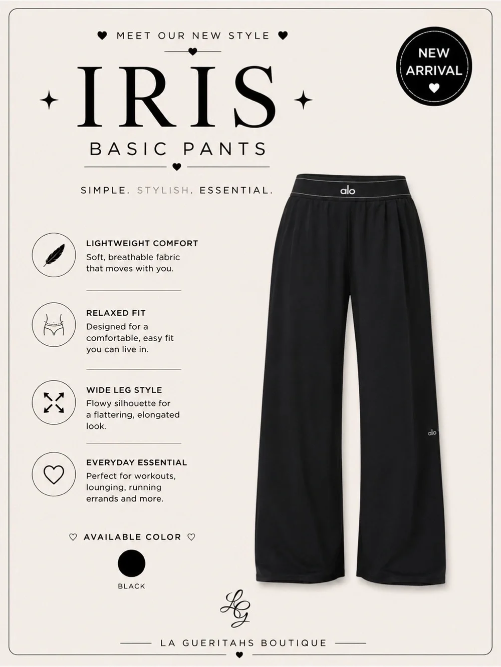 ALO Yoga Black Wide-Leg High-Rise Lounge Pants